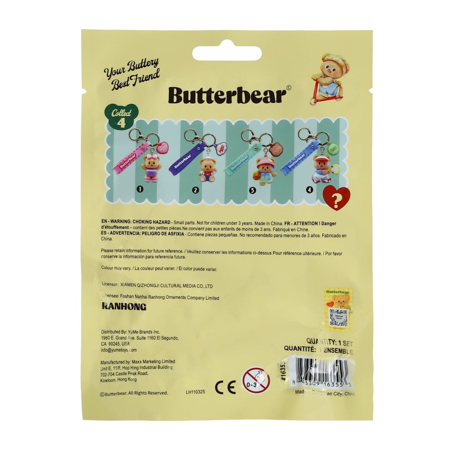Blind bag Butterbear incluye 1 Figura Llavero con muñequera