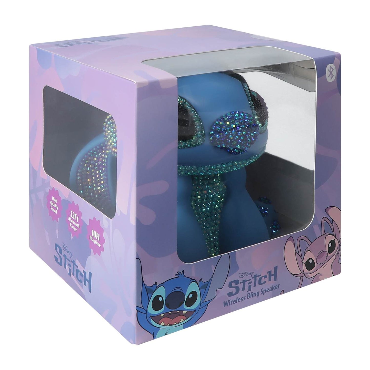 Disney Stitch Bocina Inalambrica Bluetooth con radio y luz led con cristales
