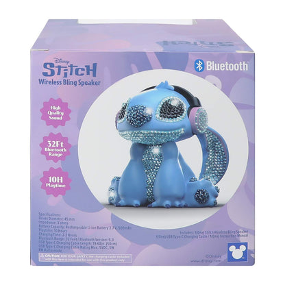 Disney Stitch Bocina Inalambrica Bluetooth con radio y luz led con cristales
