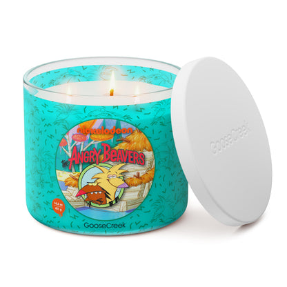 Angry Beavers Nickelodeon 3-Wick Candle - vela prendida
