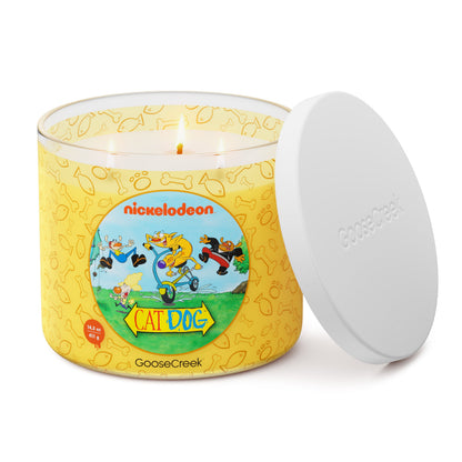 Catdog Nickelodeon 3-Wick Candle - vela prendida