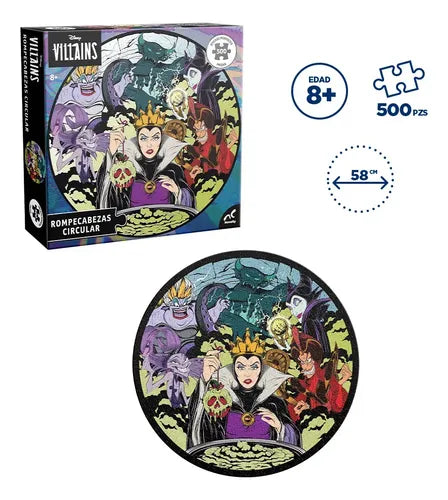 Rompecabezas Disney Villanos Redondo - 500 Piezas