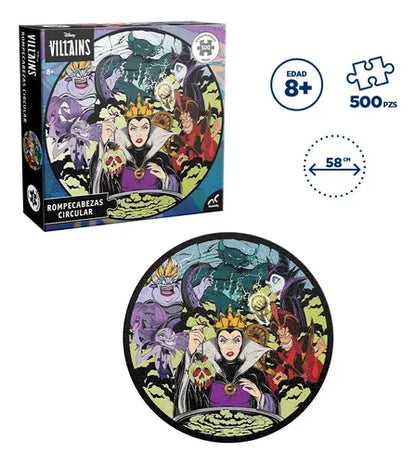 Rompecabezas Disney Villanos Redondo - 500 Piezas