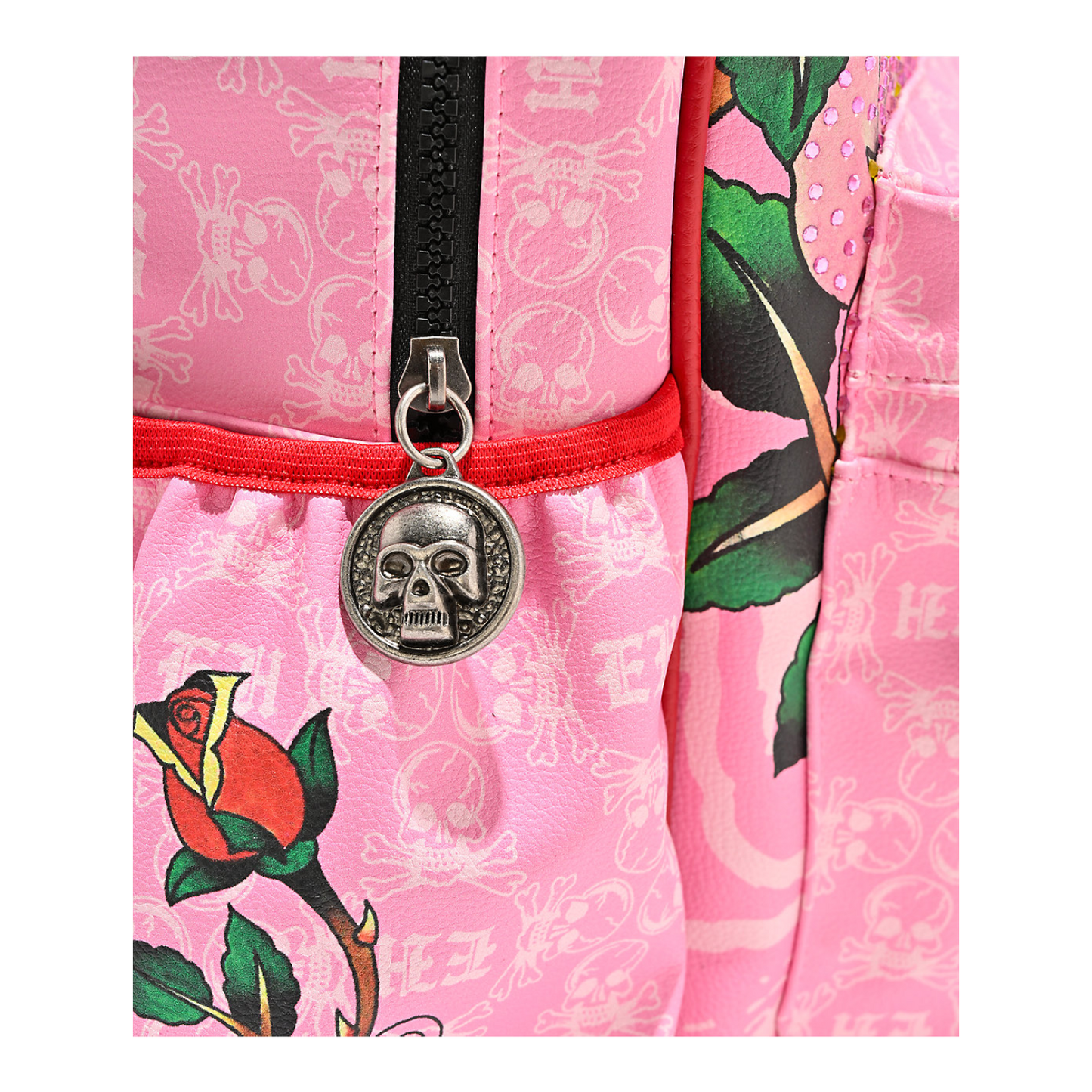 Mochila rosa con cristales Ed Hardy 42x37cm aprox