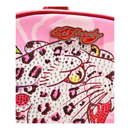 Mochila rosa con cristales Ed Hardy 42x37cm aprox