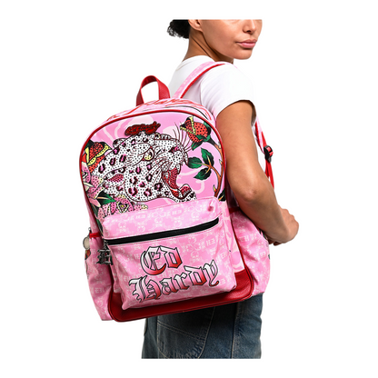 Mochila rosa con cristales Ed Hardy 42x37cm aprox