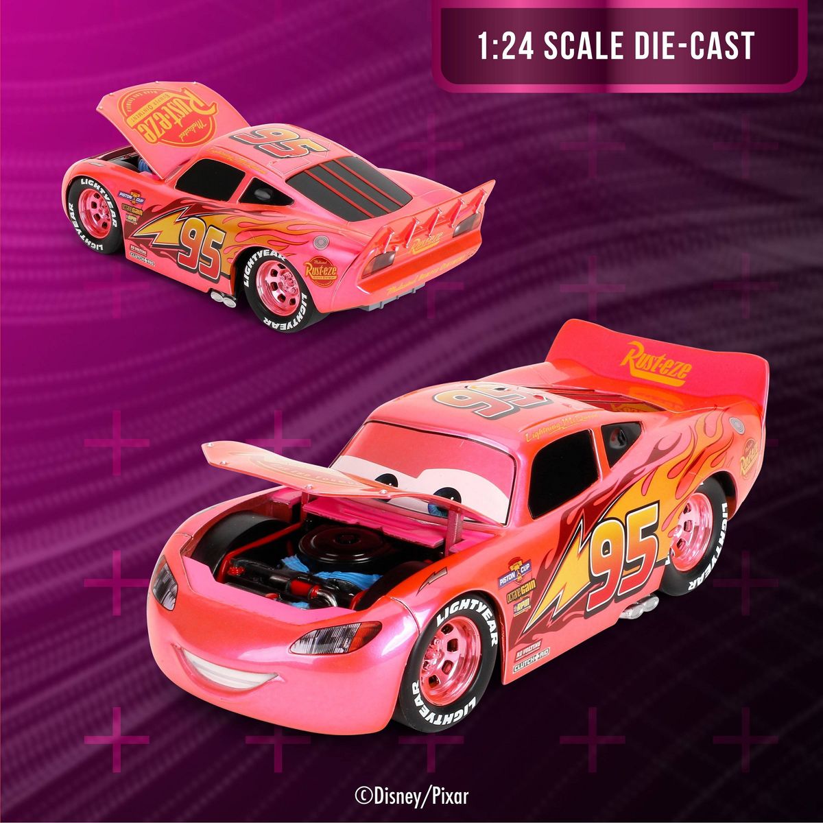Jada Diecast Escala 1:24 Rayo McQueen Rosa Cars Pink Slips