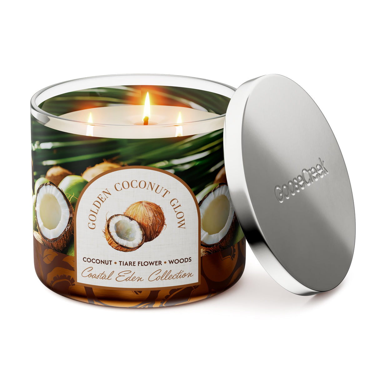 Goose Creek Golden Coconut Glow - vela prendida