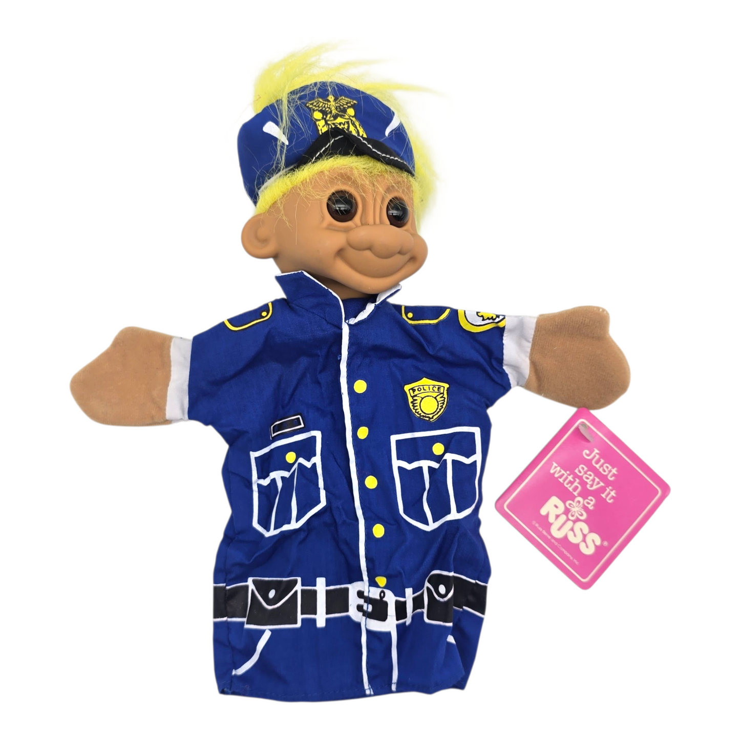 Troll Vintage Russ años 90s Hand Puppet Títere Policía