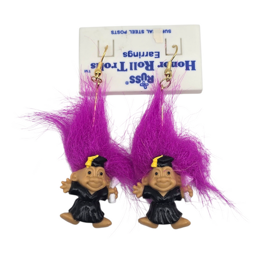 Aretes Troll Vintage Russ años 90s Grad Negro