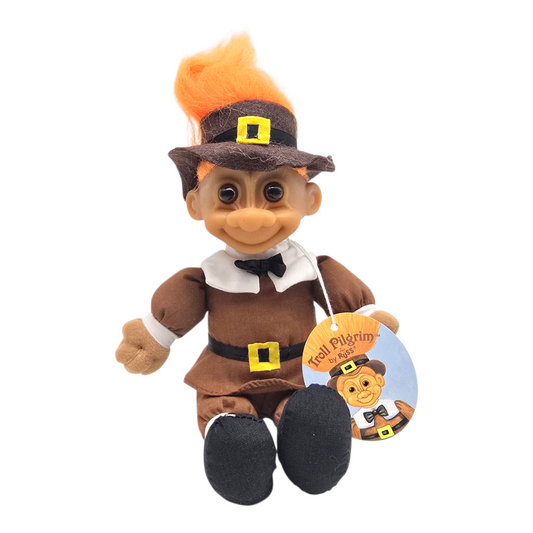 Troll Vintage Russ 12 cms años 90s Pilgrim cuerpo de tela Thanksgiving Niño