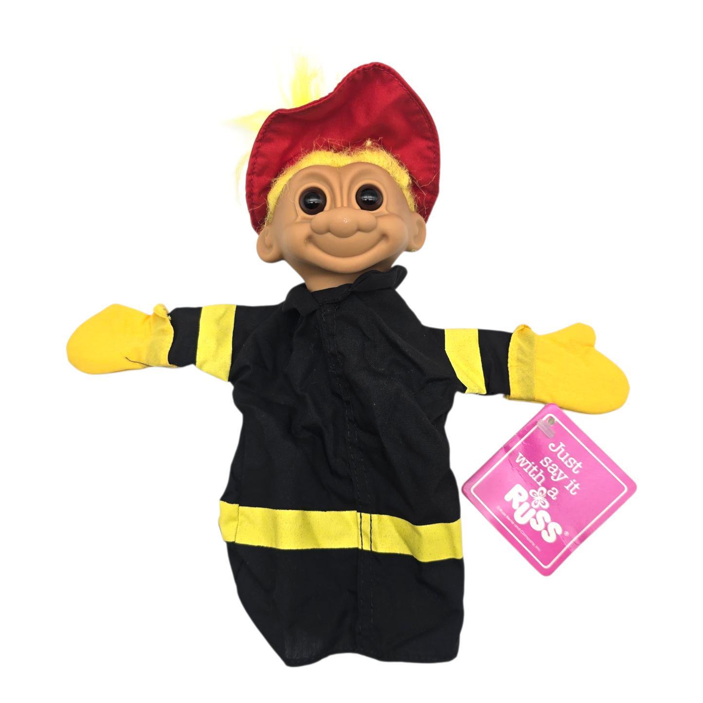 Troll Vintage Russ años 90s Hand Puppet Títere Bombero