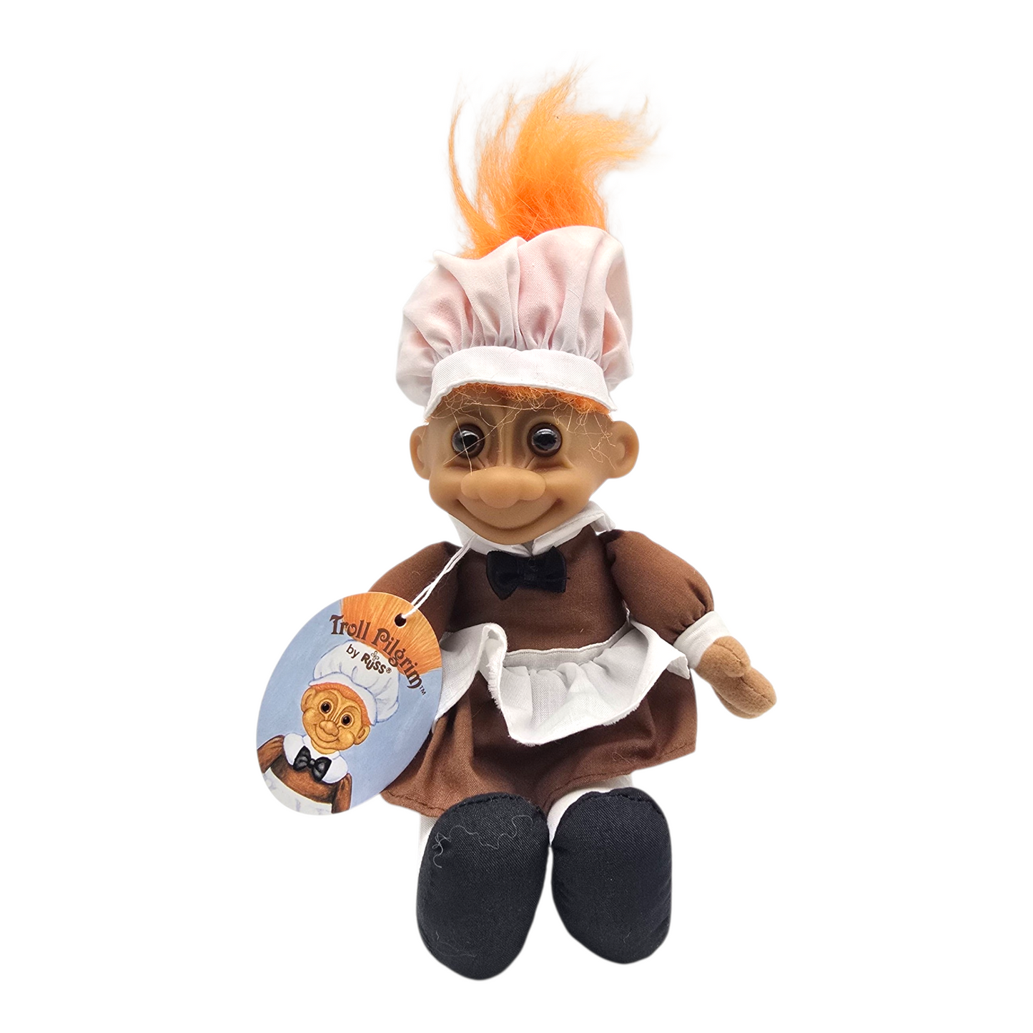 Troll Vintage Russ 12 cms años 90s Pilgrim cuerpo de tela Thanksgiving Niña