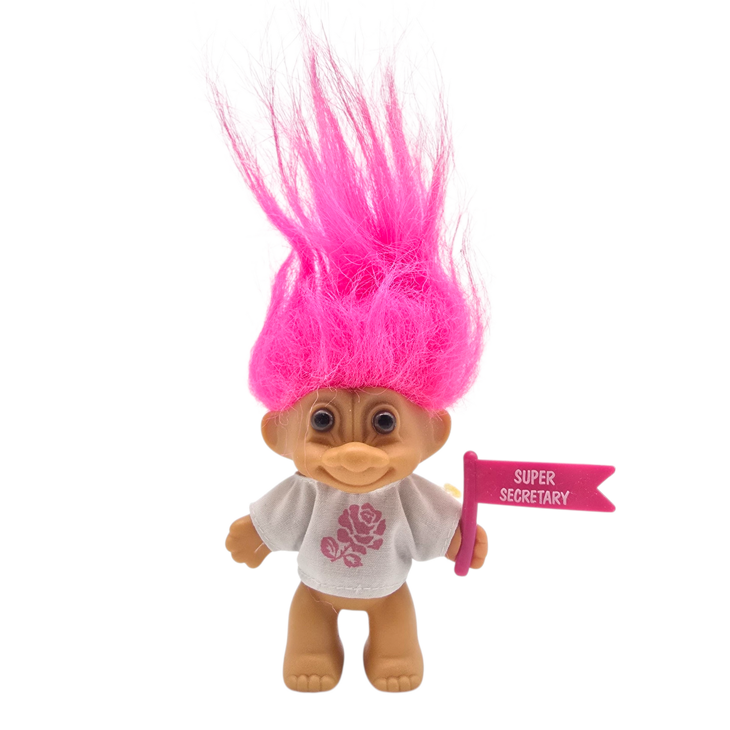 Troll Vintage Russ años 90s pequeño Rosa Super Secretary