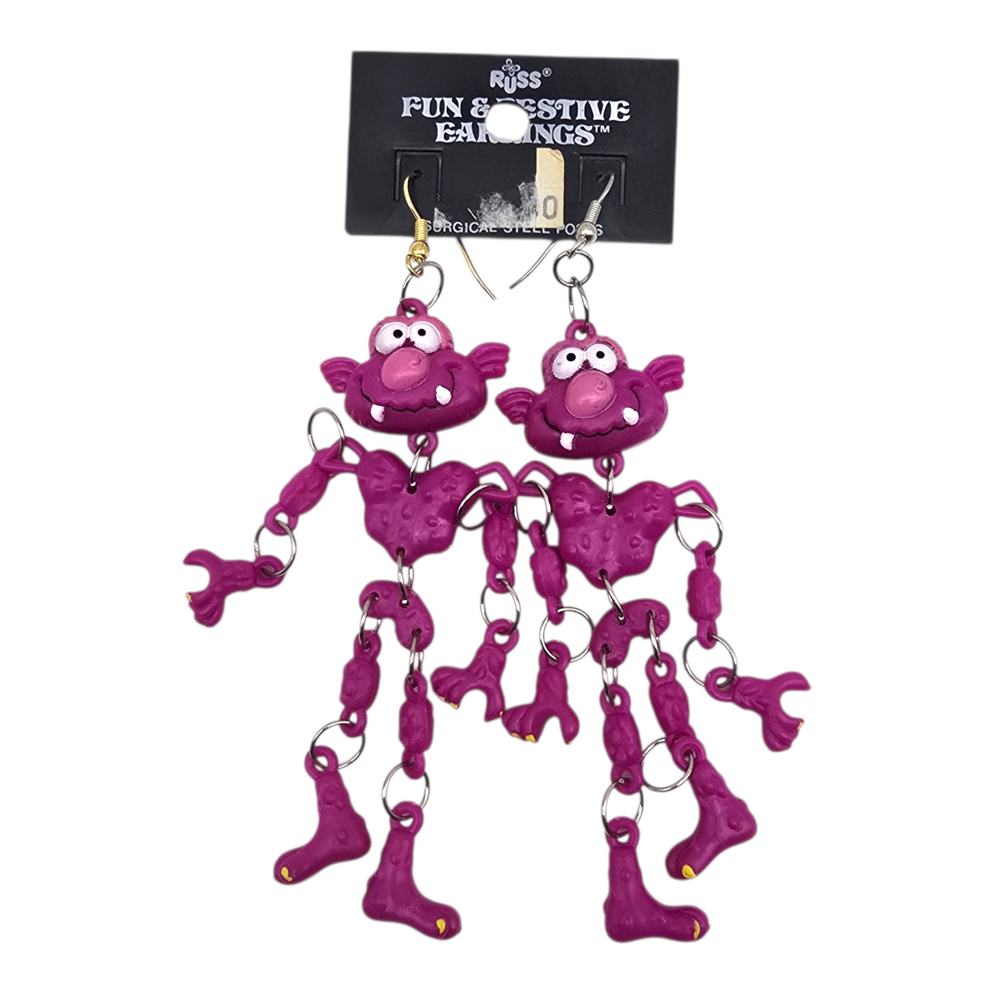 Aretes Vintage Russ años 90s Halloween Monstruo morado