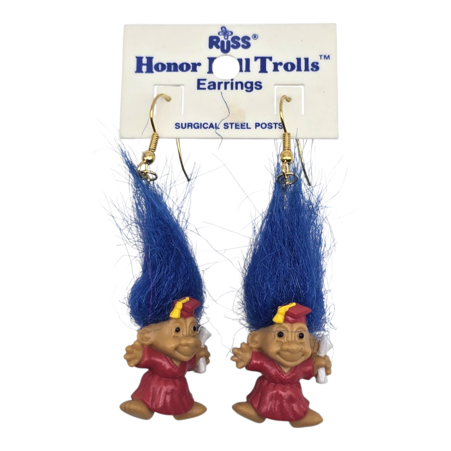 Aretes Troll Vintage Russ años 90s Grad Rojo