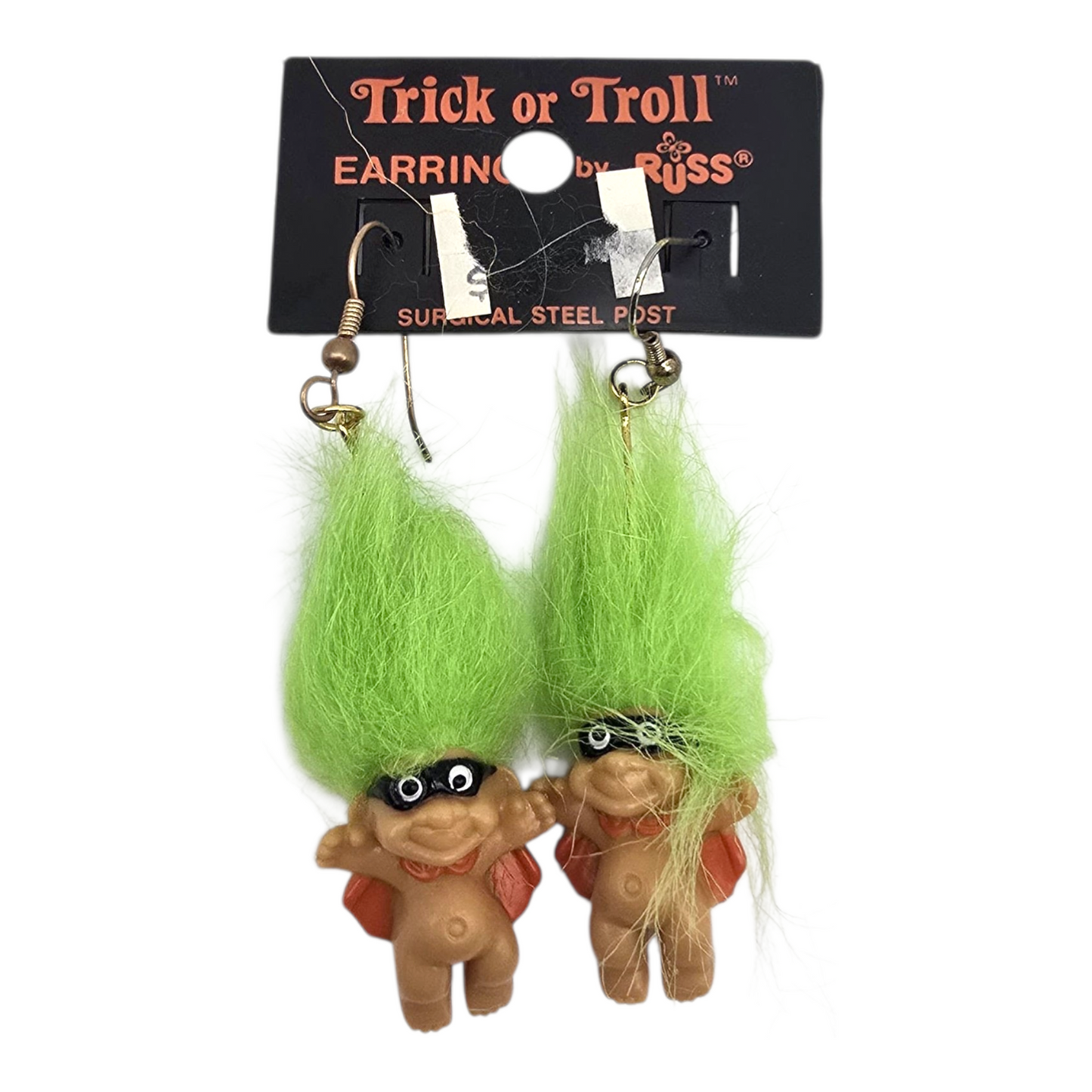 Aretes Troll Vintage Russ años 90s Halloween Verde