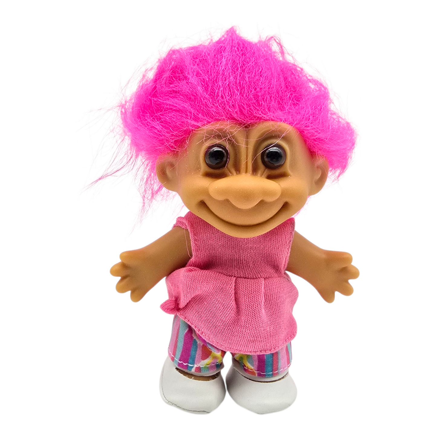 Troll Vintage Russ 11 cms años 90s Rosa Ropa neon