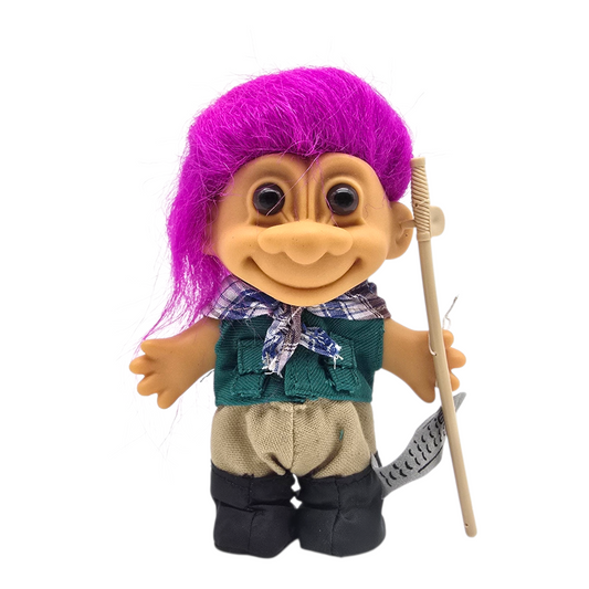 Troll Vintage Russ 11 cms años 90s Pescador Morado