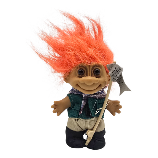 Troll Vintage Russ 11 cms años 90s Pescador Naranja