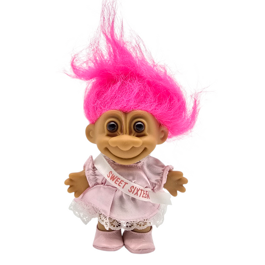 Troll Vintage Russ 11 cms años 90s Sweet Sixteen Rosa