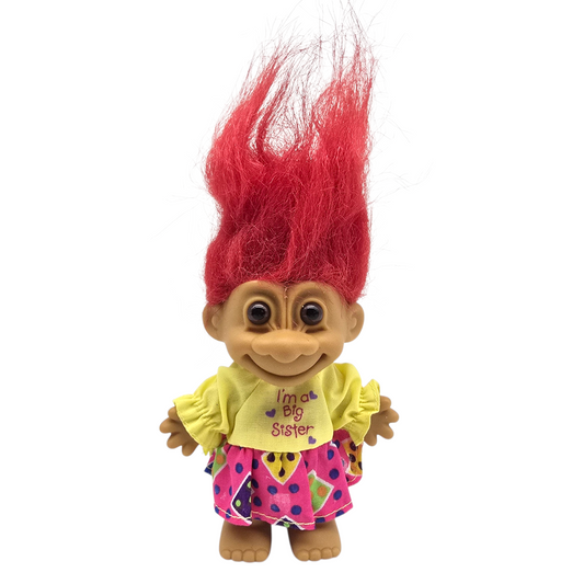Troll Vintage Russ 11 cms años 90s Big Sister Rojo