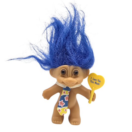Troll Vintage Russ 8 cms años 90s I Love you this much Azul