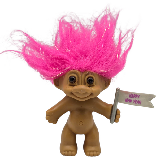 Troll Vintage Russ 8 cms aprox años 90s New Year Rosa