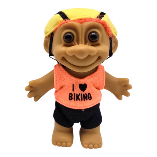 Troll Vintage Russ 11 cms años 90s Ciclista Naranja