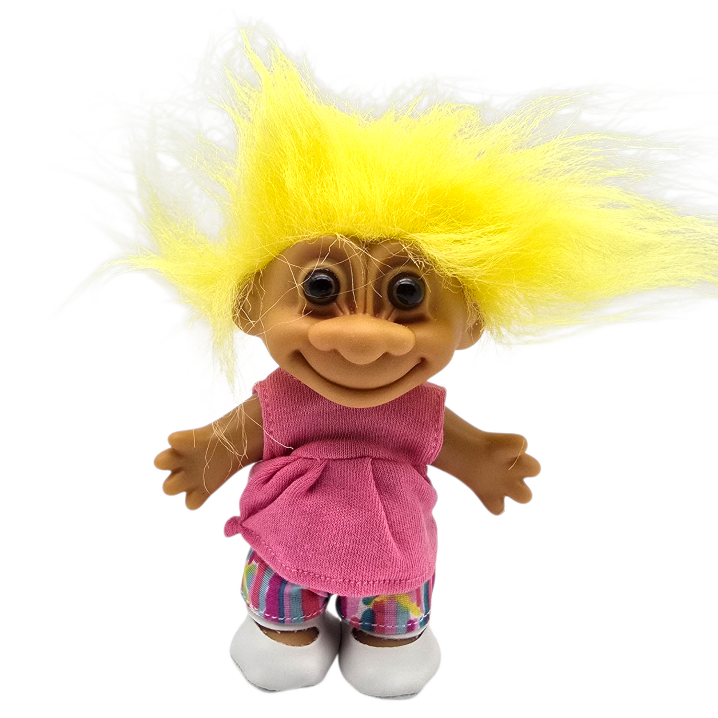 Troll Vintage Russ 11 cms años 90s Amarillo Ropa neon