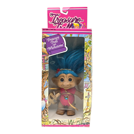 Treasure Troll Vintage Ace Novelty con Gema de los deseos Años 90s Caja con detalles estéticos