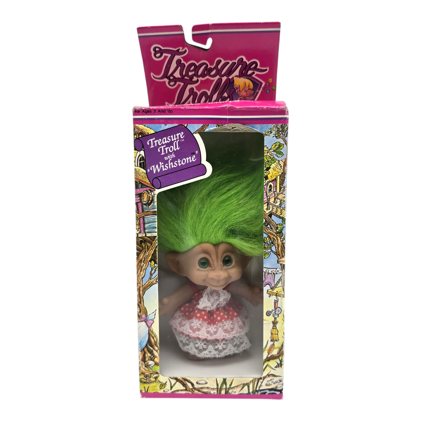 Treasure Troll Vintage Ace Novelty con Gema de los deseos Años 90s Caja con detalles estéticos
