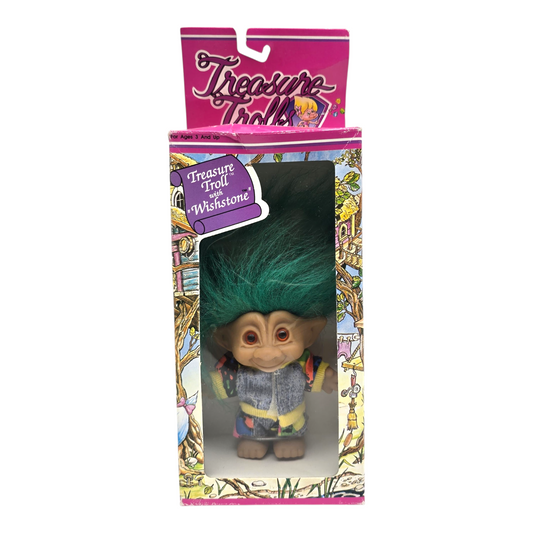 Treasure Troll Vintage Ace Novelty con Gema de los deseos Años 90s Caja con detalles estéticos