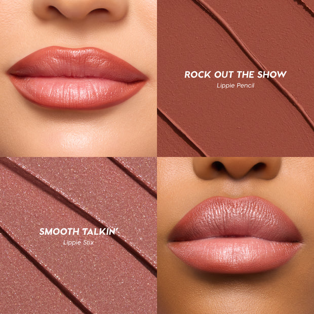 Colourpop Hannah Montana Rock Sensation lápiz delineador de labios y un labial Lippie Stix en tono castaño cálido