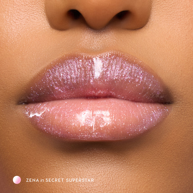 Colourpop Hannah Montana Secret Superstar Lip gloss transparente con brillos plata y rosa