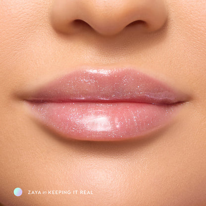 Colourpop Hannah Montana Keeping it Real lip gloss transparente con brillo aqua y violeta