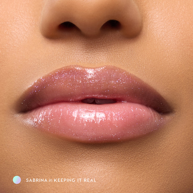 Colourpop Hannah Montana Keeping it Real lip gloss transparente con brillo aqua y violeta
