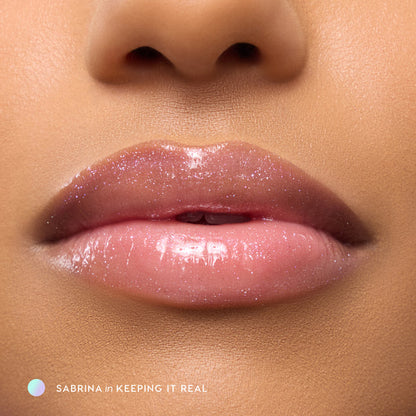 Colourpop Hannah Montana Keeping it Real lip gloss transparente con brillo aqua y violeta