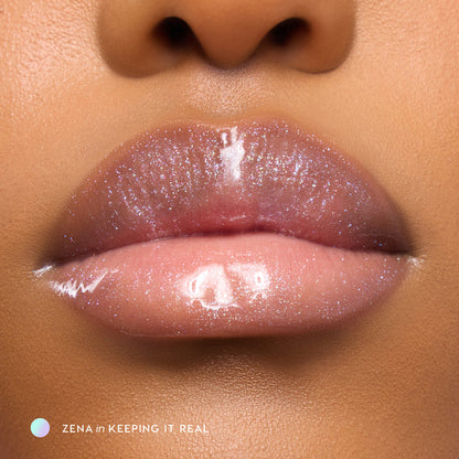 Colourpop Hannah Montana Keeping it Real lip gloss transparente con brillo aqua y violeta