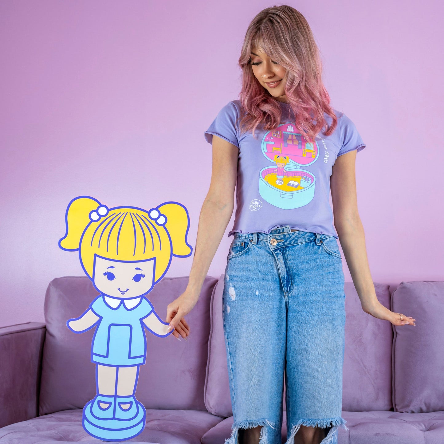 Playera Crop Top Polly Pocket x Cakeworthy