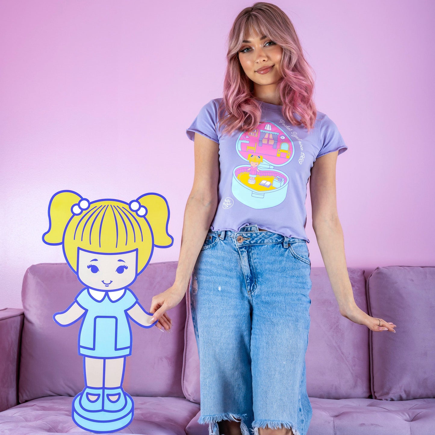 Playera Crop Top Polly Pocket x Cakeworthy