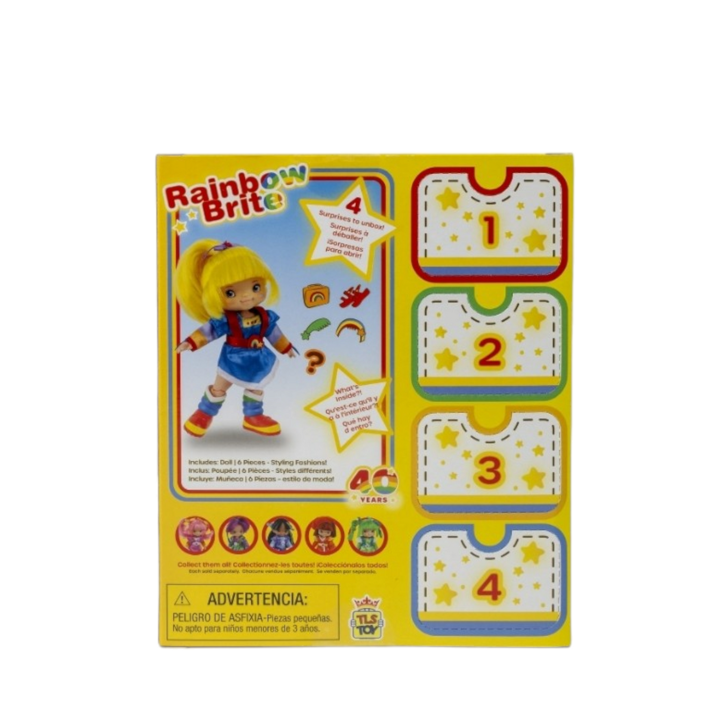 Muñeca Rainbow Brite 40 Aniversario con 4 accesorios sorpresa