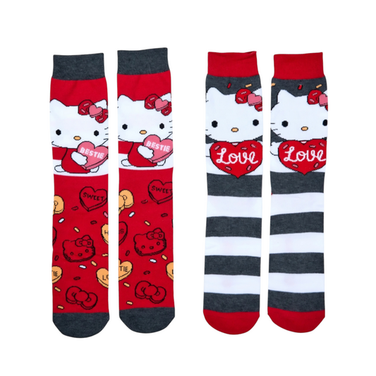 Calcetas Adulto 2 pares unitalla Hello Kitty 💕SAN VALENTÍN💕