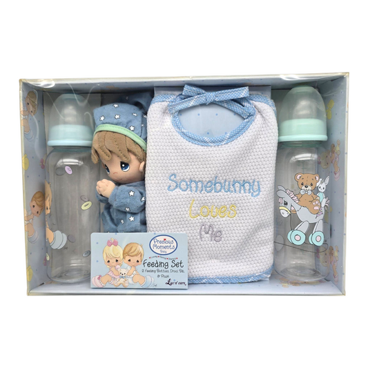 Set vintage para bebé Precious Moments Hallmark año 2004 Luv n care incluye 2 biberones, babero y Peluche