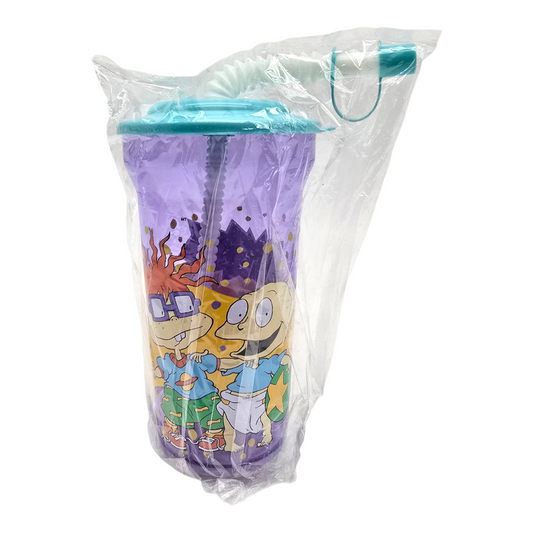Vaso con popote Rugrats Vintage Nuevo años 1997 (el popote esta roto, ponle uno nuevo 💚)