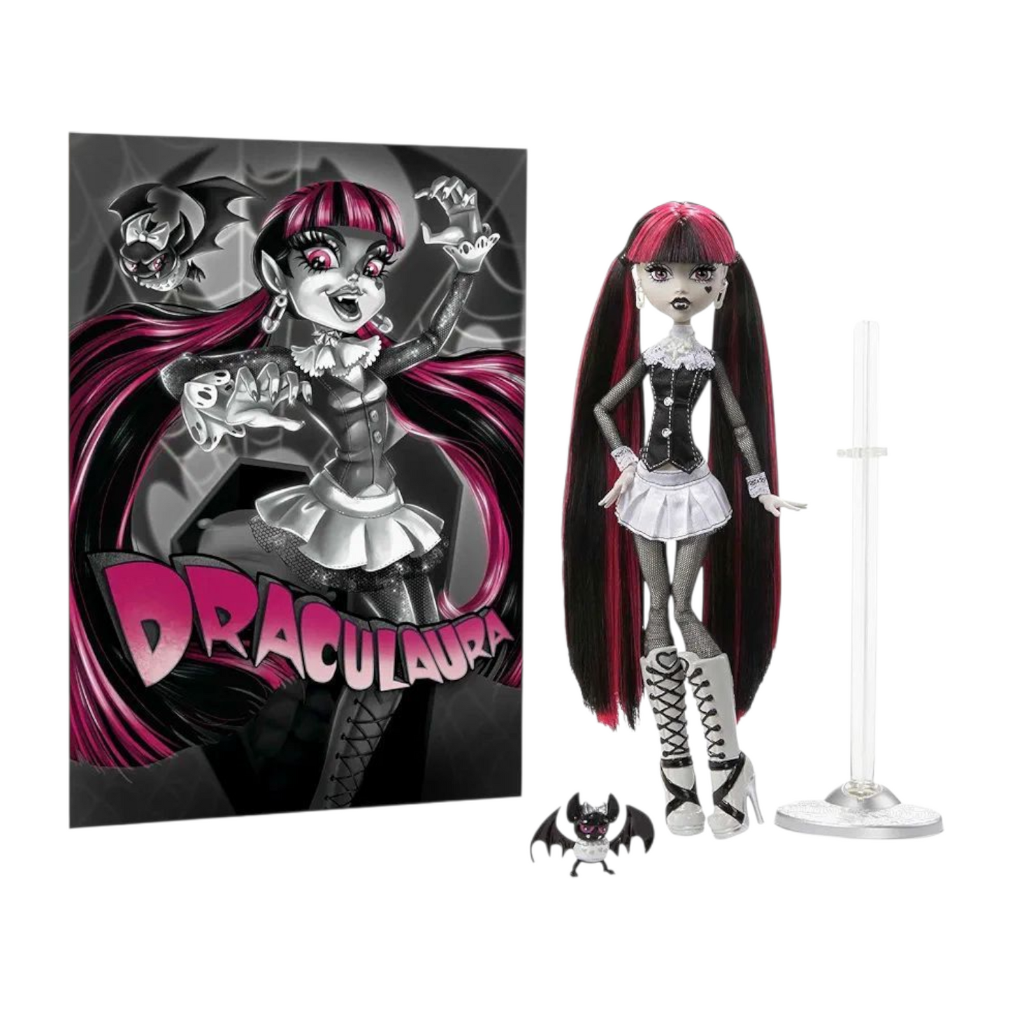 ⚠️Caja muy maltratada⚠️ Monster high Reel drama reproduction año 2025 Draculaura (muchos detalles estéticos en caja por viaje) ideal si coleccionas fuera de caja. Ver fotos.