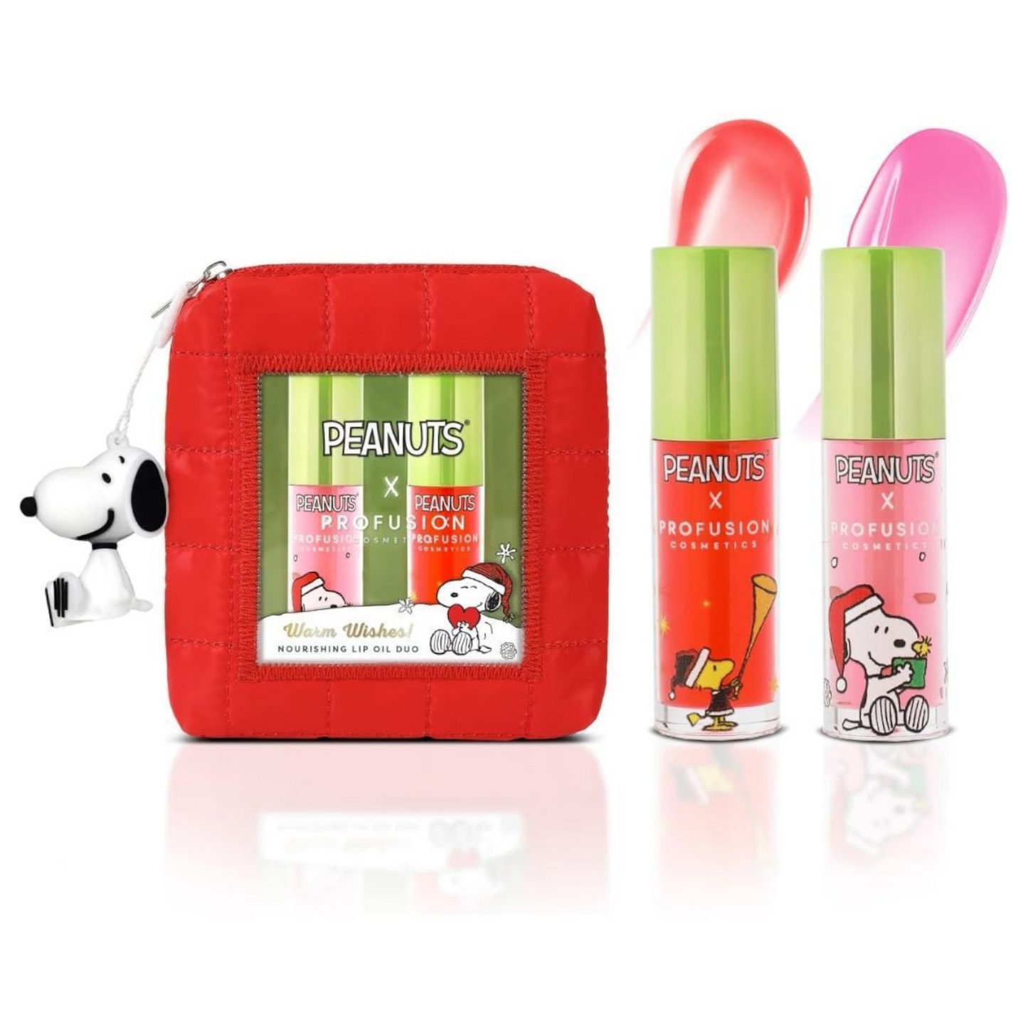 Snoopy Peanuts Make up maquillaje x Profusion Giftset lip oils con Estuche y llaverito
