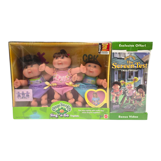 Cabbage Patch Vintage singing triplets con película VHS