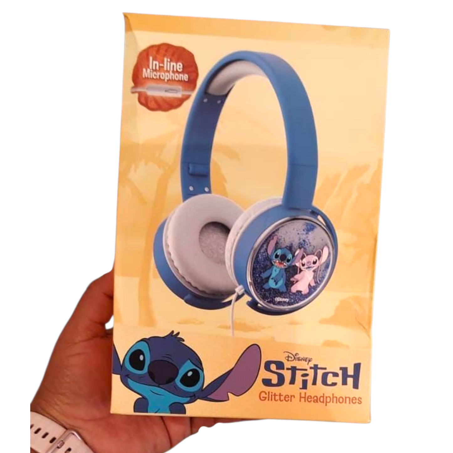 Audífonos alámbricos ajustables Stitch con glitter