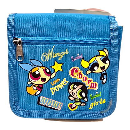 Crossbody Cartera Monedero Vintage Powerpuff girls Chicas super poderosas bolsita azul